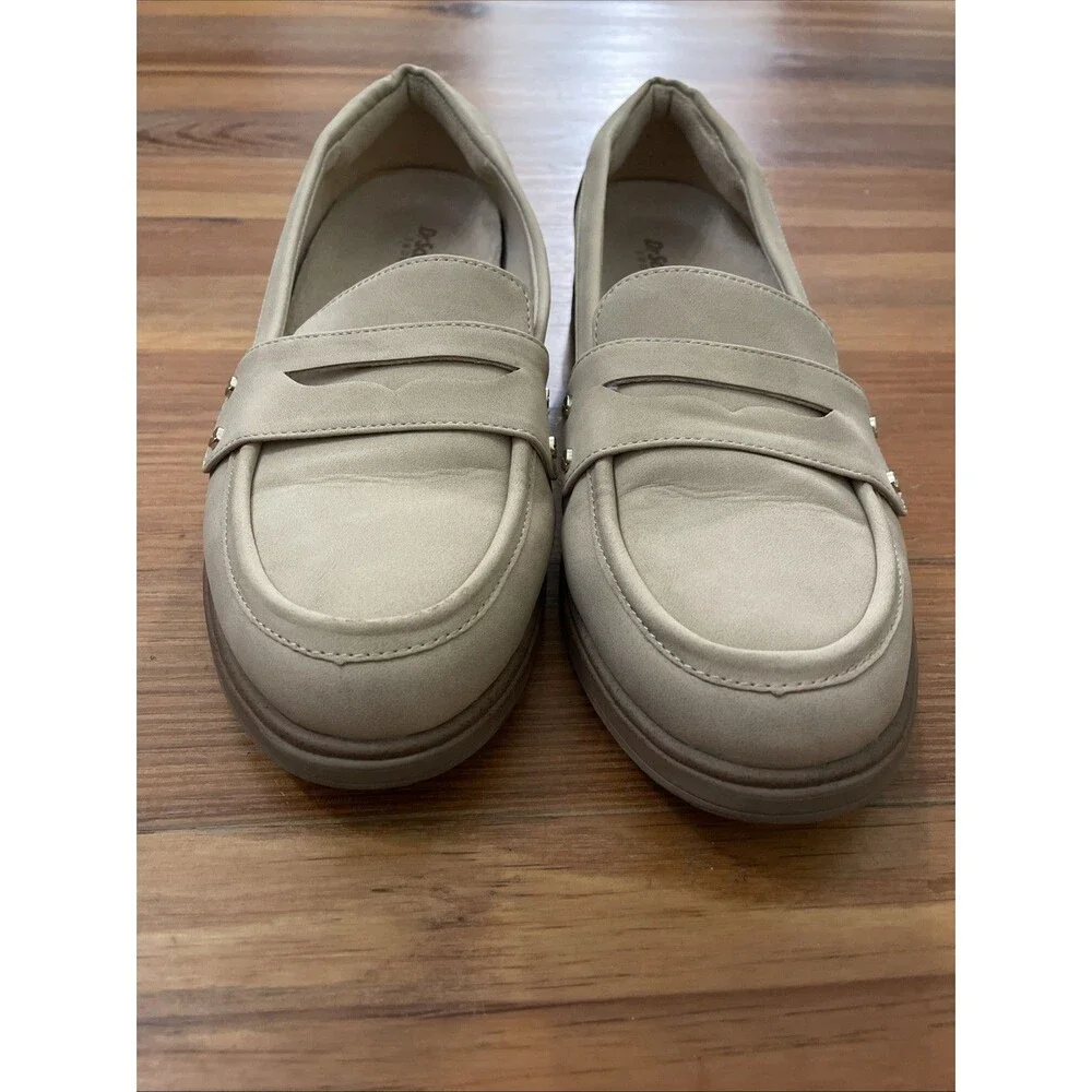 Dr Scholl's Hello Loafers Womens Size 8 Tan Faux Leather Slip On Penny Loafers